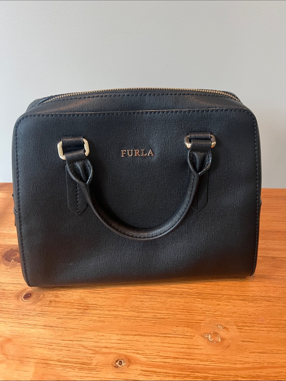 Furla Black Saffiano Top-Handle Satchel